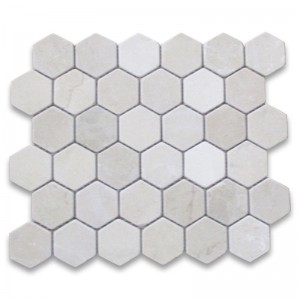 Crema marfil mosaïque hexagonale de 2 pouces dégringolée