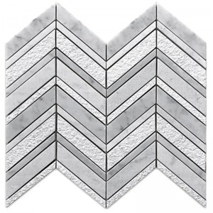 Mosaïque murale multi-sols en marbre chevron poli Carrara bianco